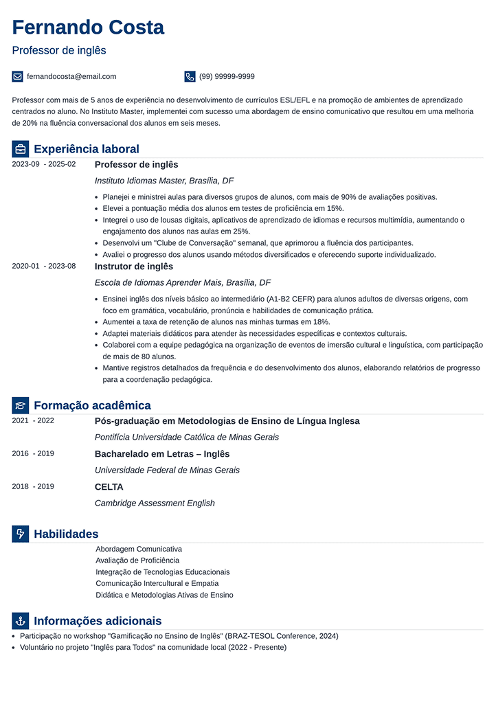 melhor modelo de cv Iconic