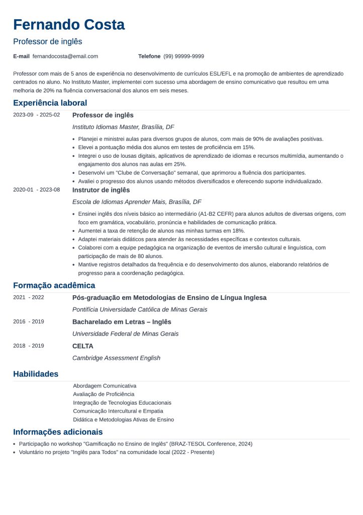 currículo Nanica melhor modelo