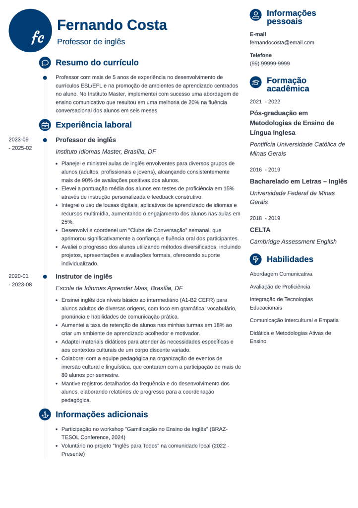 melhor modelo personalizável de currículo