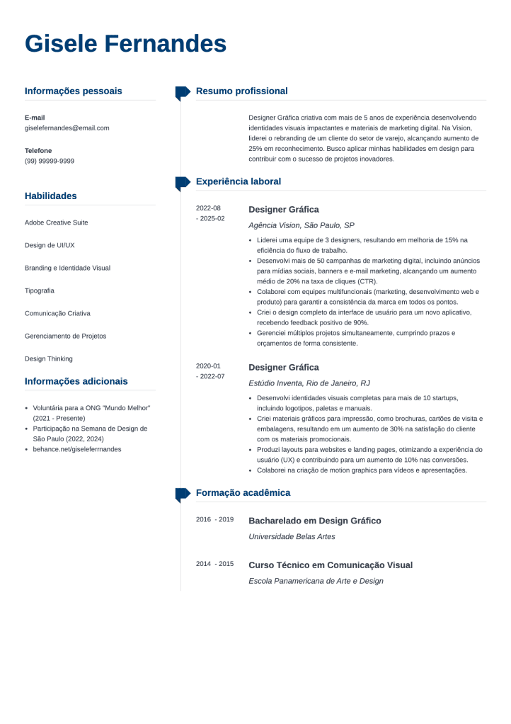 currículo criativo Muse