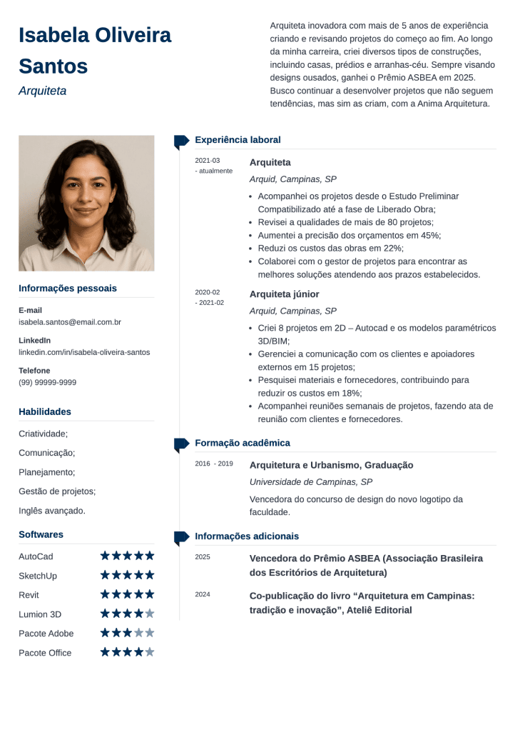 modelo de curriculum vitae moderno