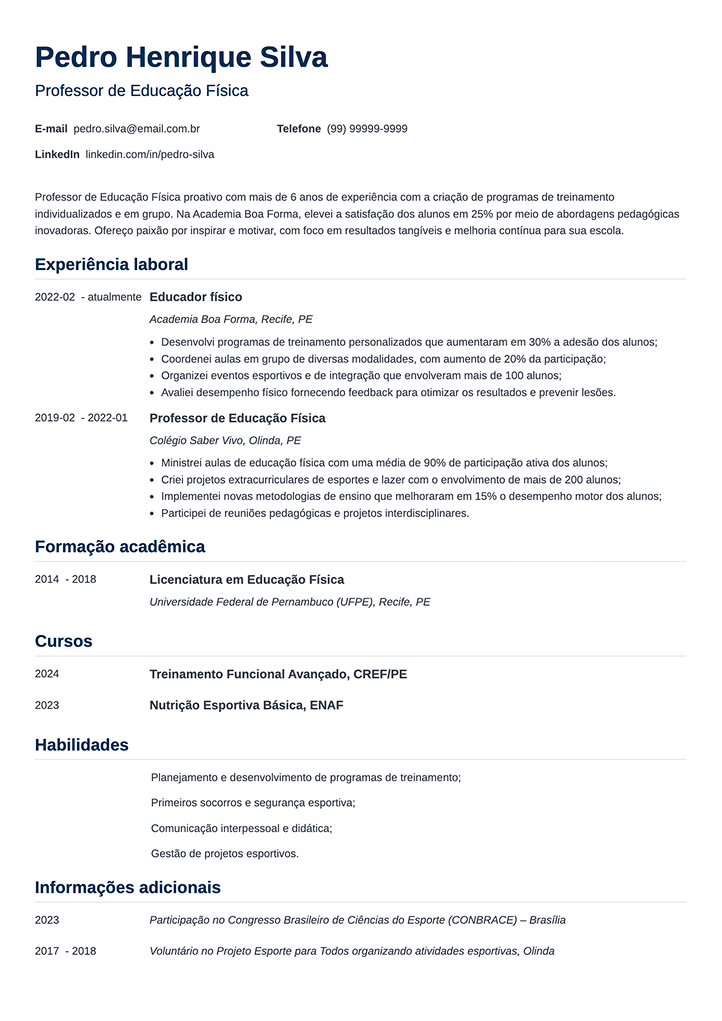 currículo profissional pronto