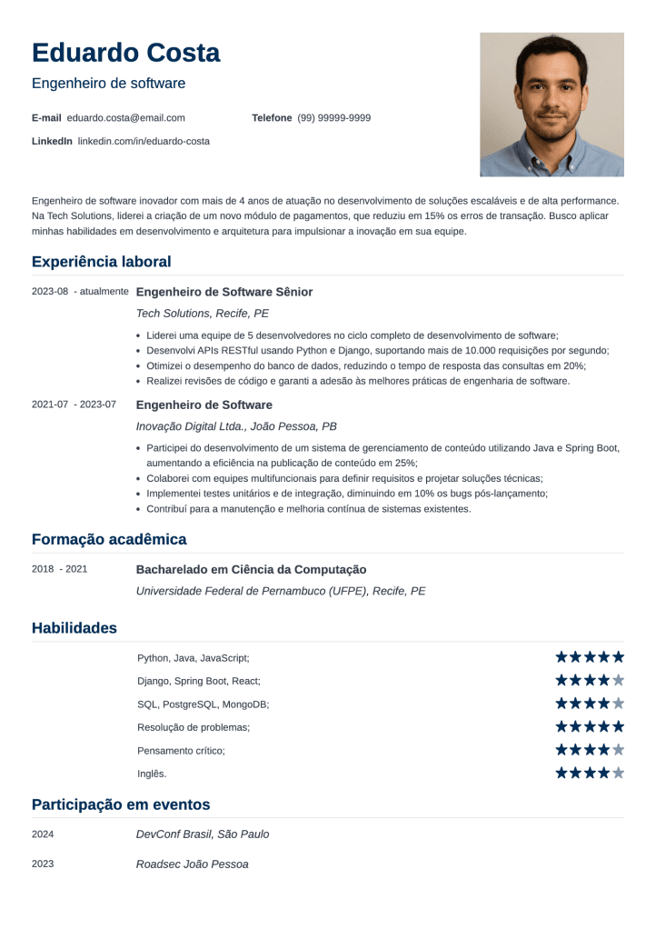 modelo de currículo simples