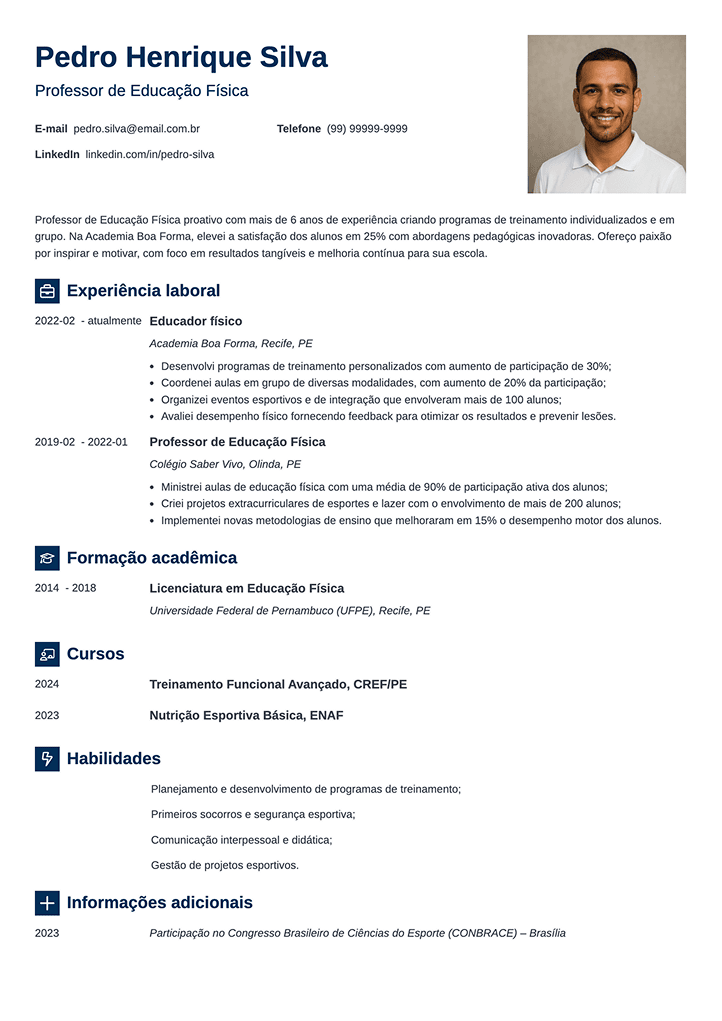 modelo de currículo profissional