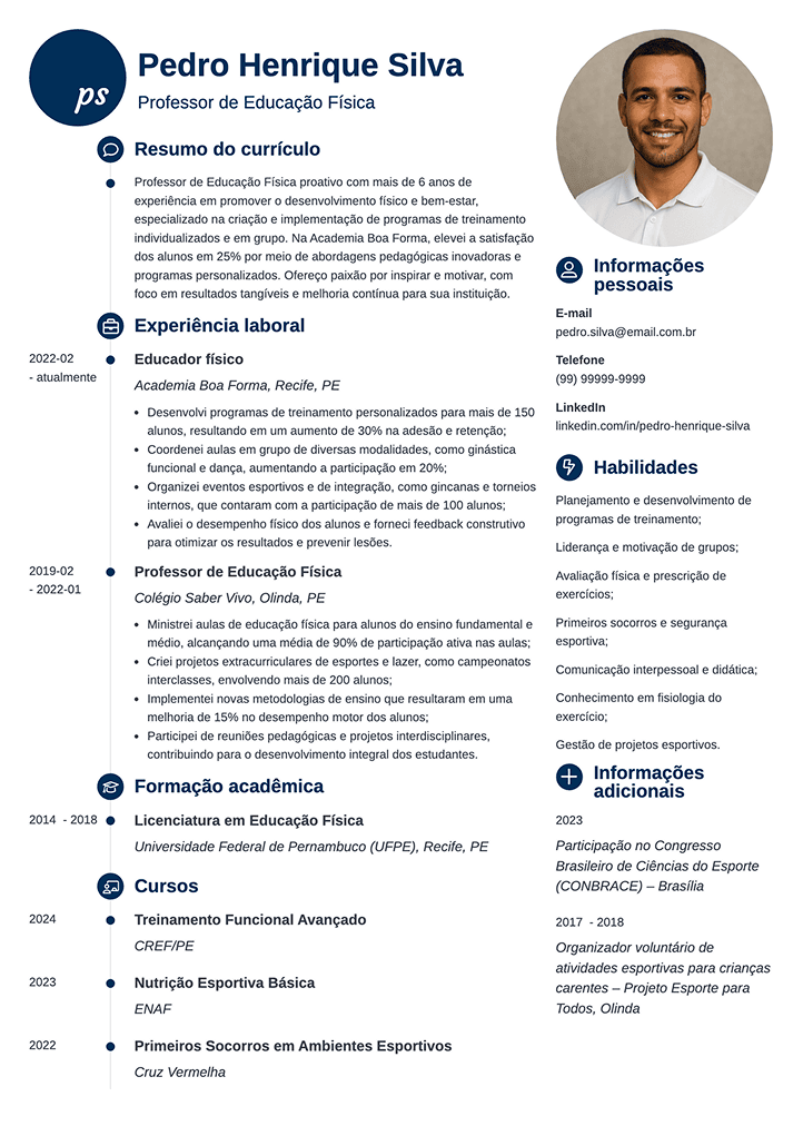 modelo de currículo profissional