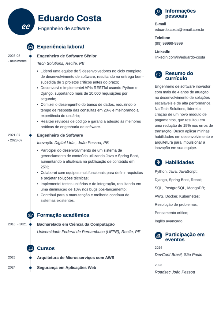 currículo simples em PDF