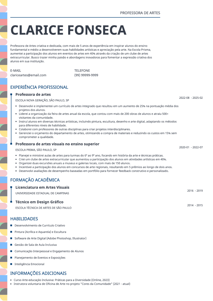 modelo de currículo colorido delicado