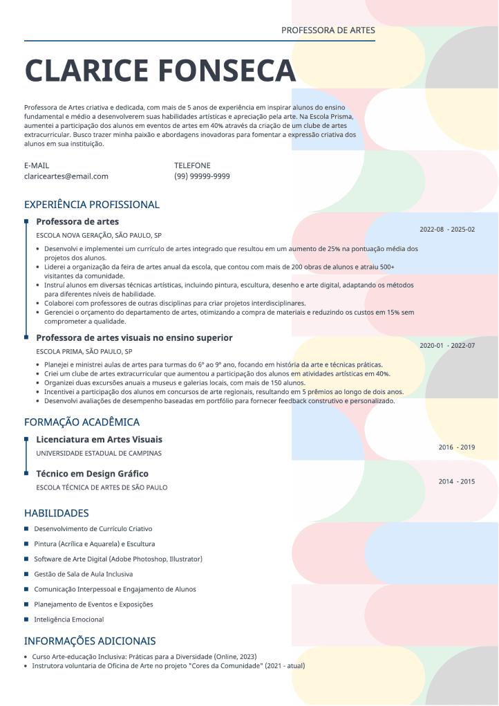 modelo de currículo colorido original