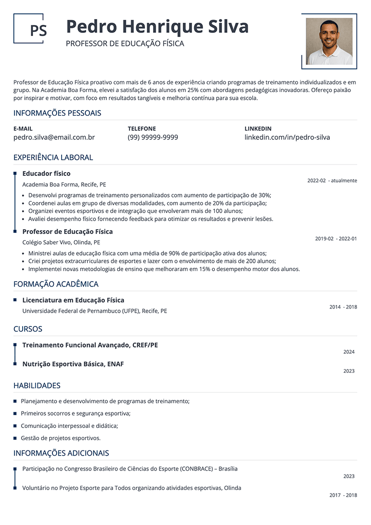 modelo atual de currículo profissional