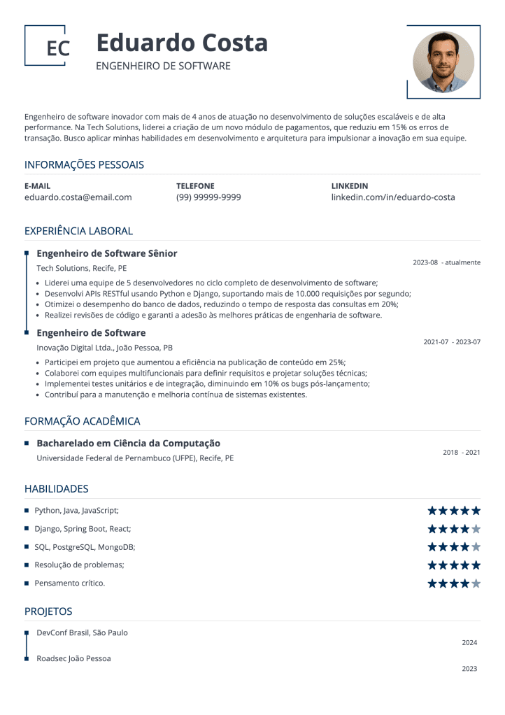 modelo simples de currículo