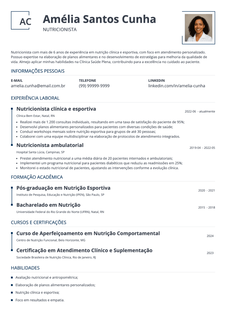 modelo personalizado de CV
