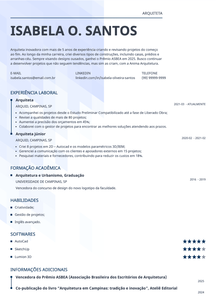 modelo de currículo moderno