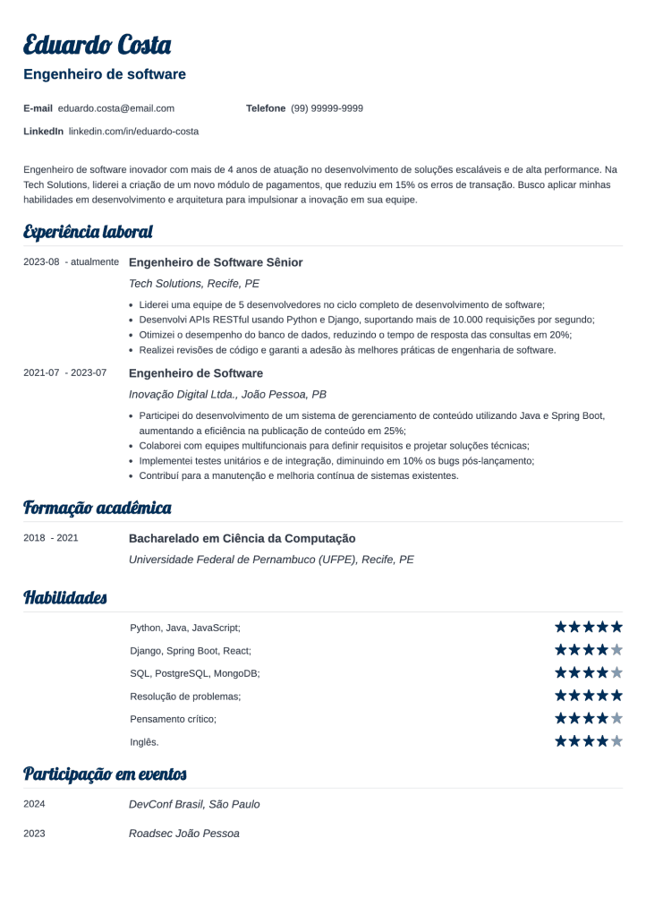 modelo de CV simples