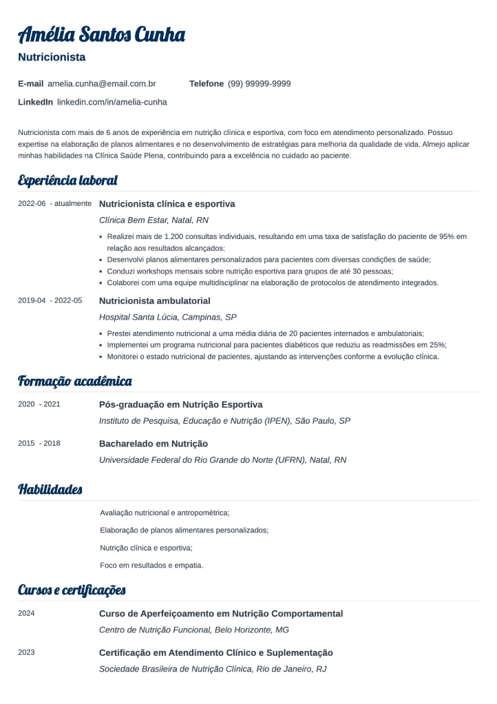 modelo de CV personalizado