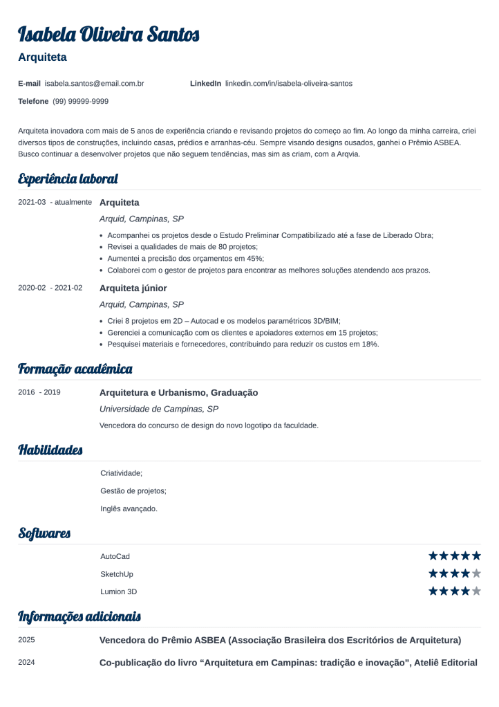 curriculum vitae moderno