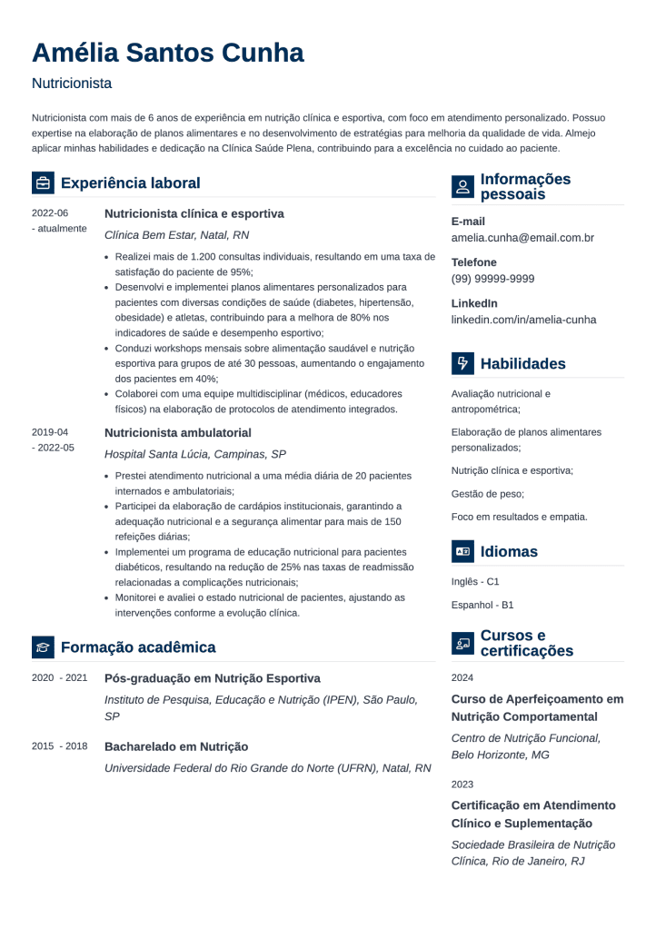 modelo de CV personalizado