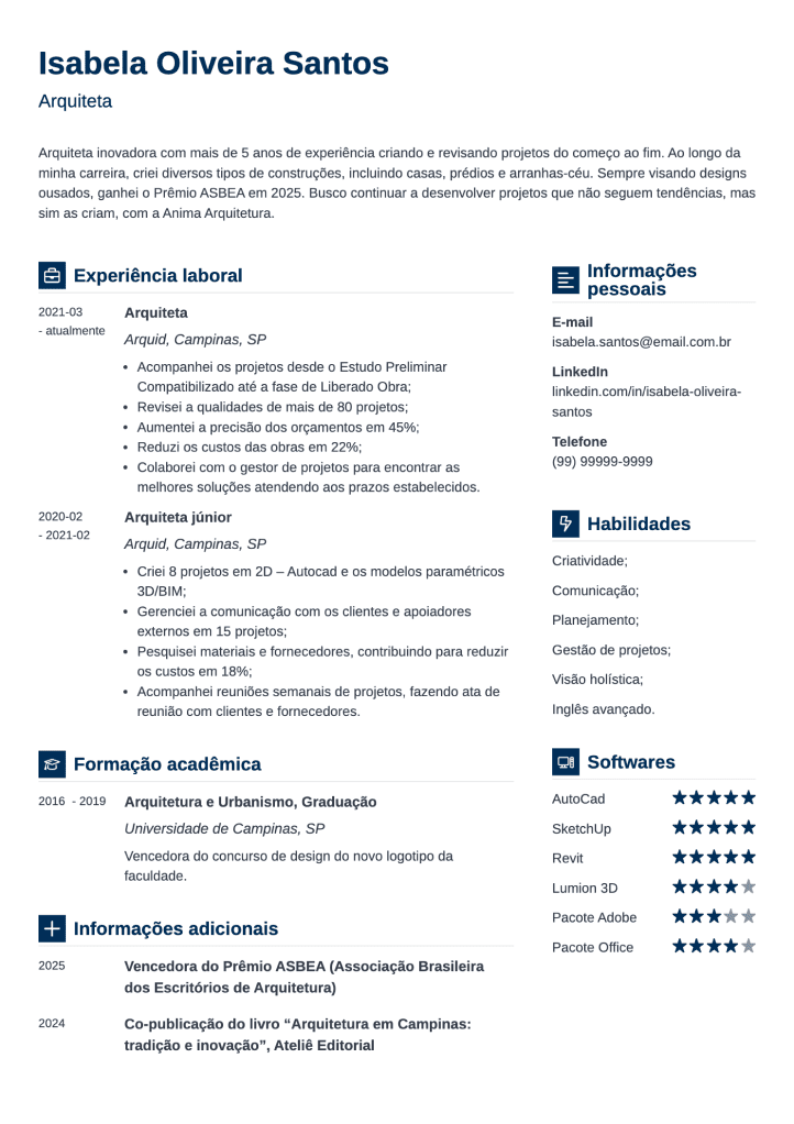 exemplo de currículo moderno