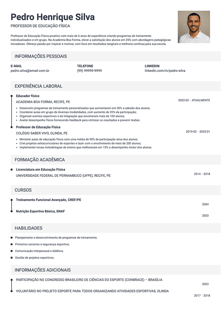 currículo modelo profissional