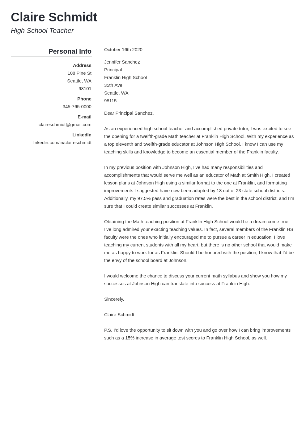 cover letter in websites