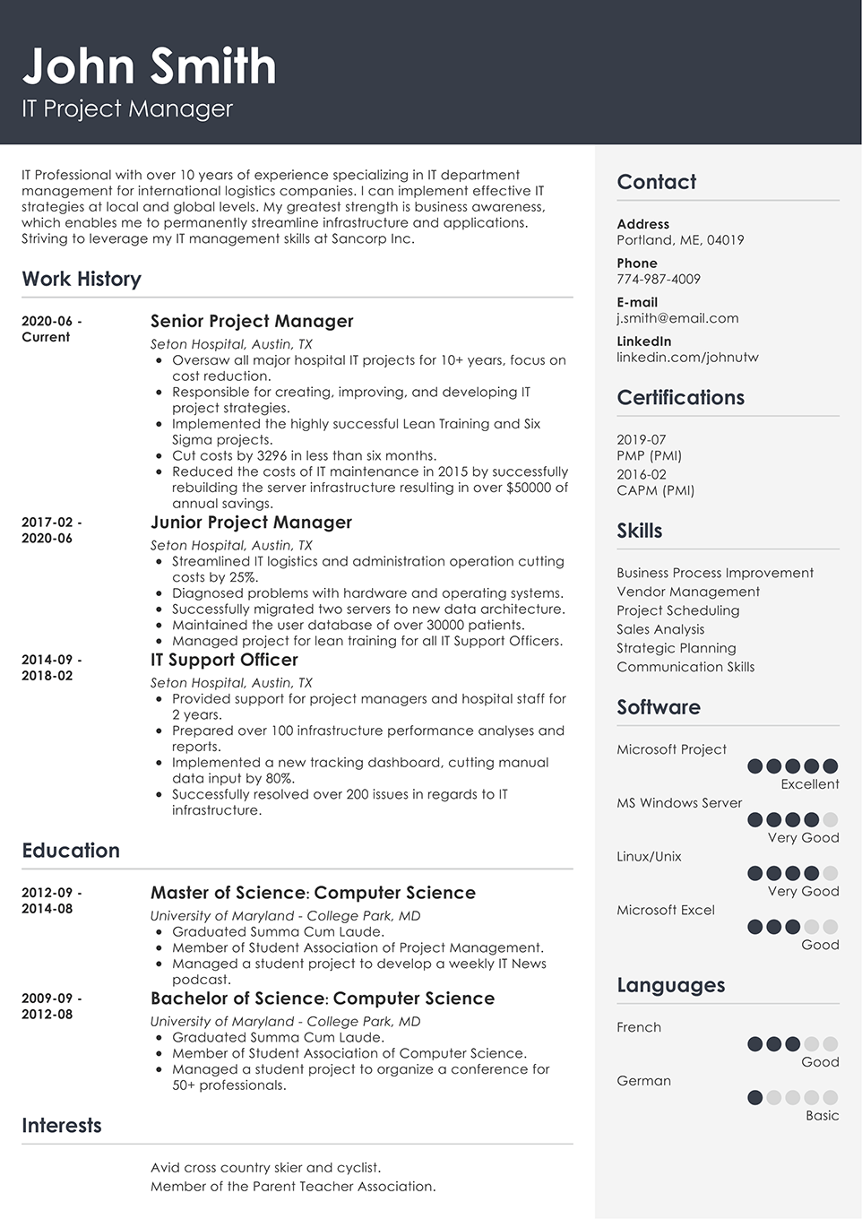 Professional Resume Template Cubic