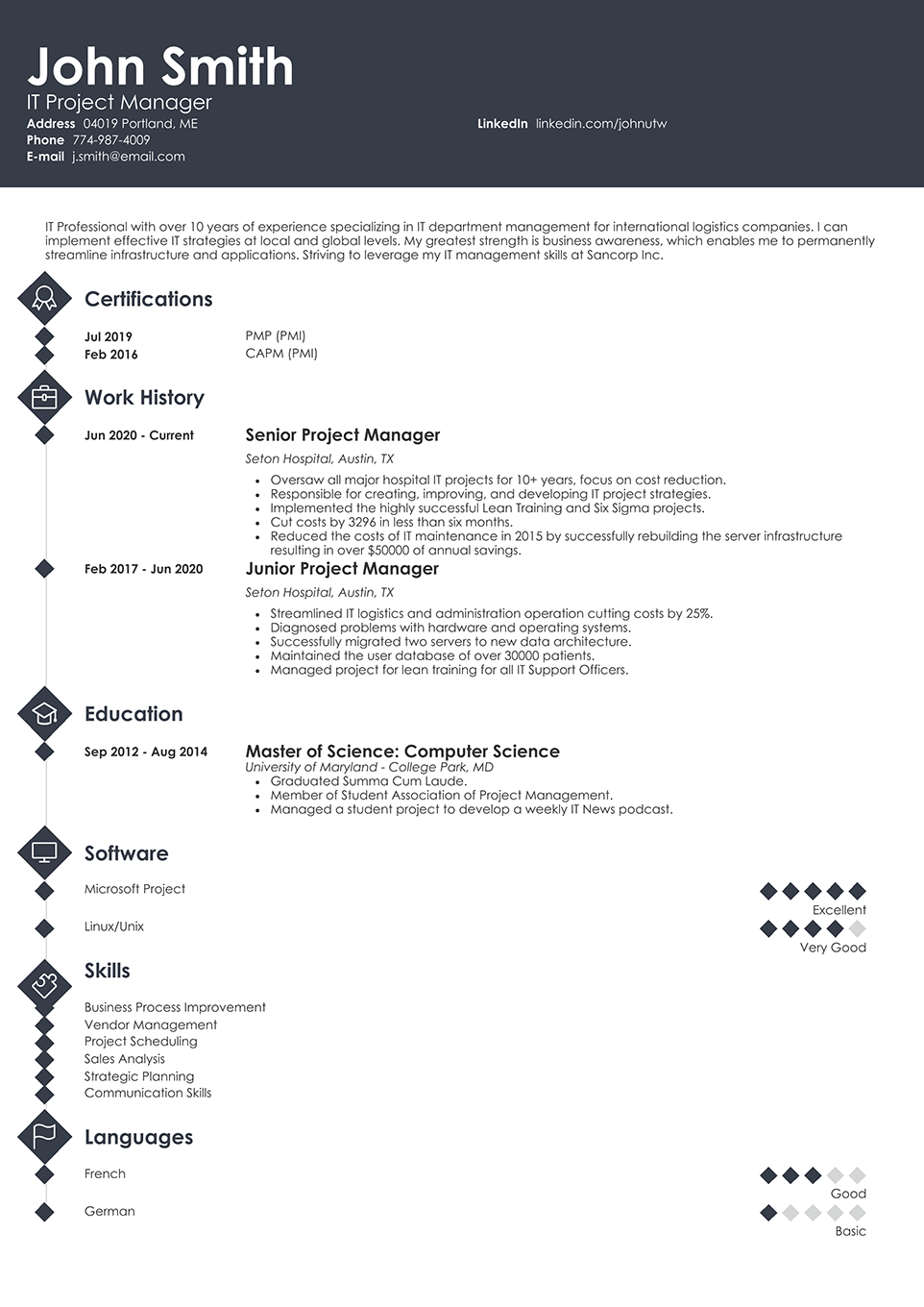 Professional Resume Template Diamond