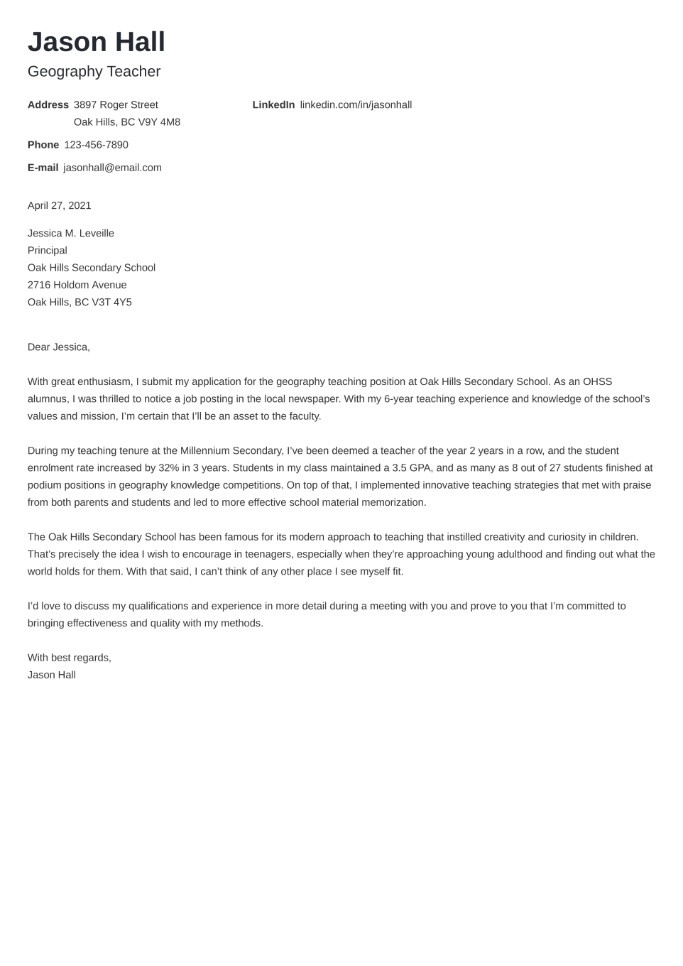 Professional Cover Letter Template Minimo