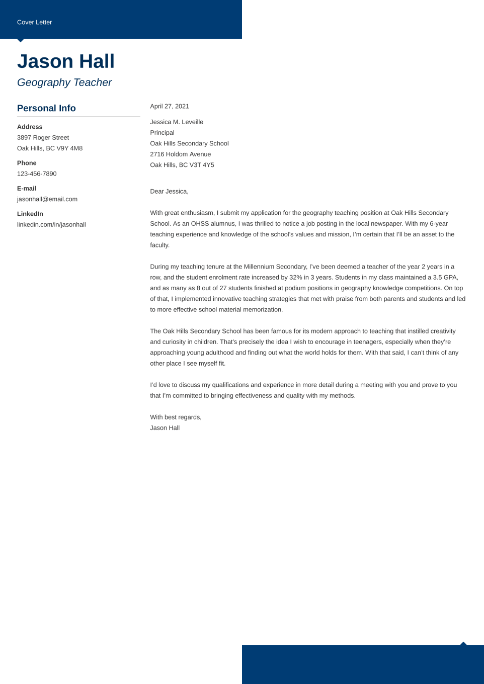 Professional Cover Letter Template Modern