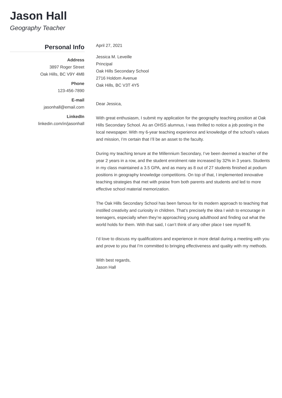 Professional Cover Letter Template Simple
