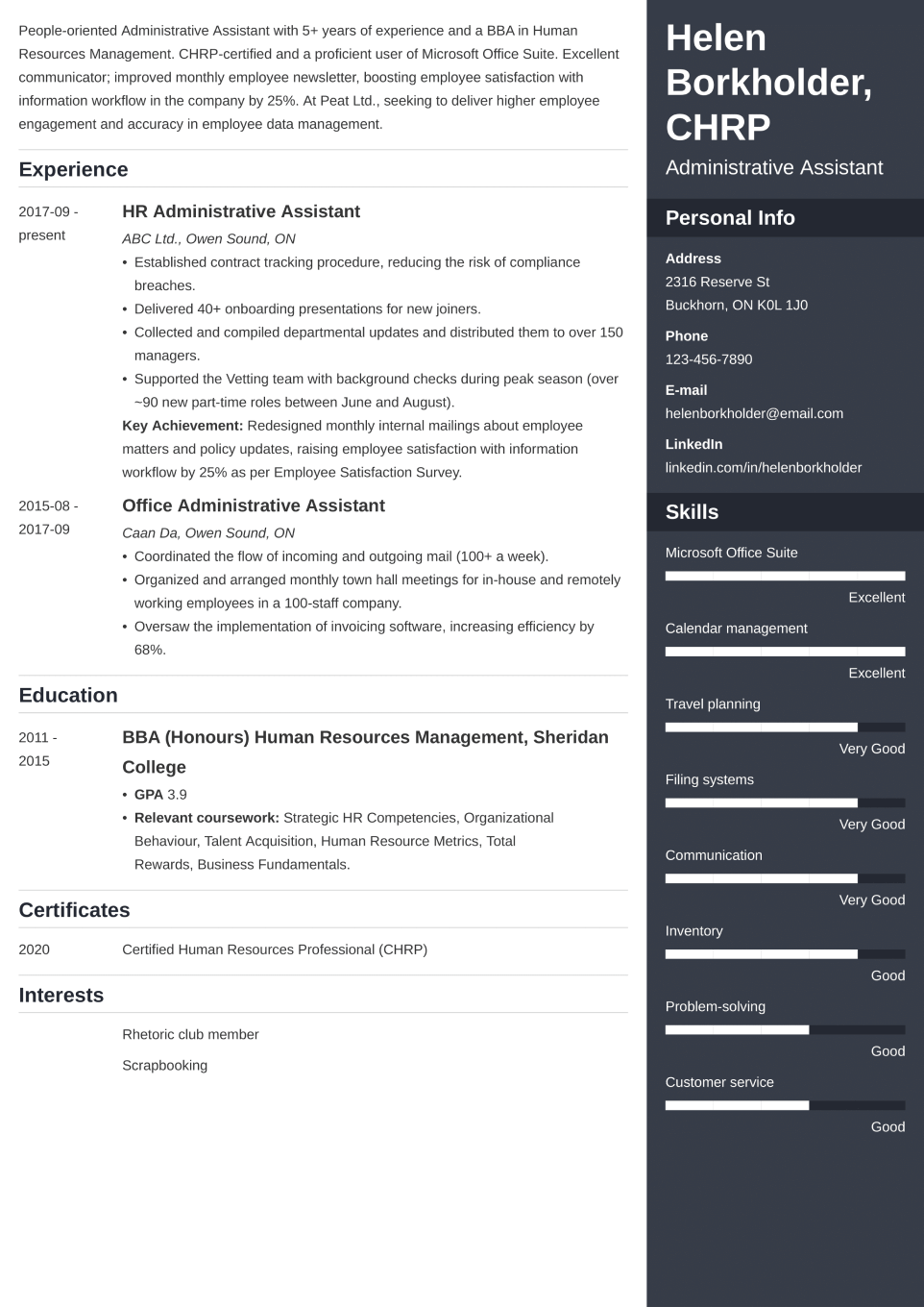 Professional Resume Template Enfold