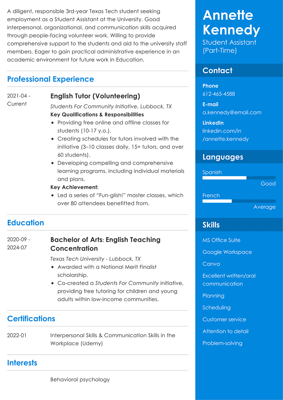 Enfold resume template