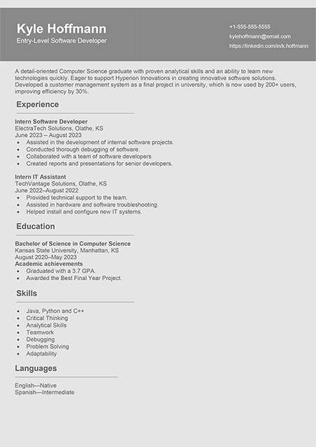Resume Templates for Entry-Level Candidates