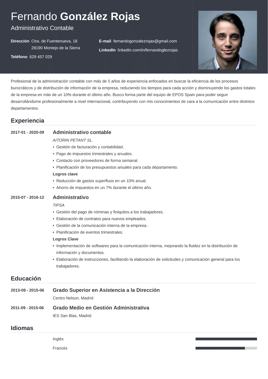 Modelo de curriculum profesional