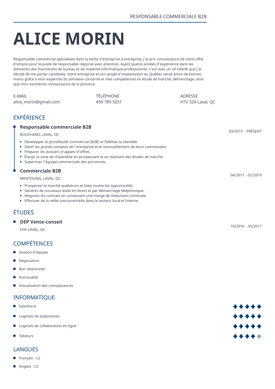 CV template classique