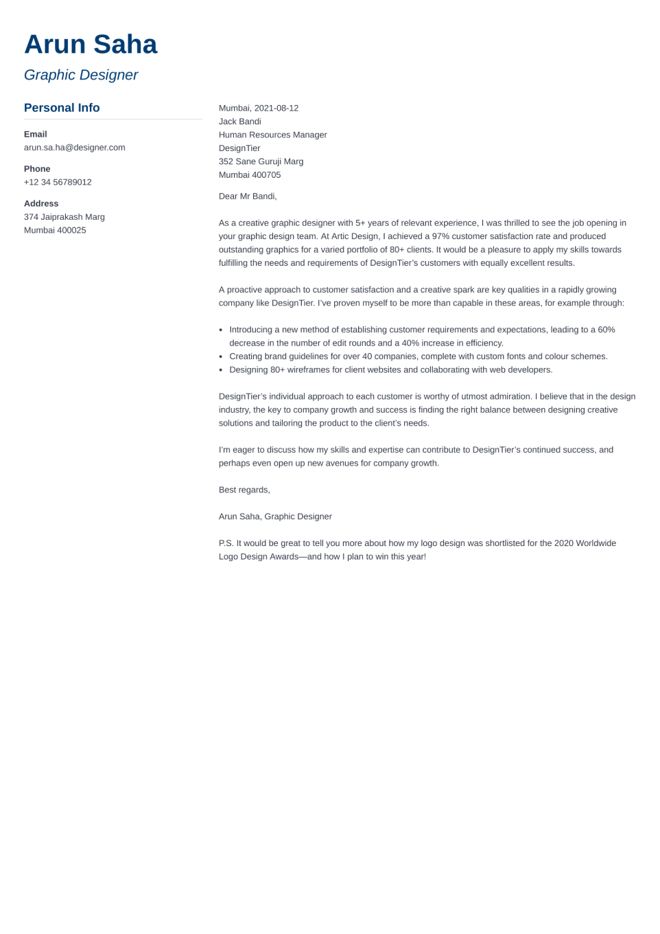 Professional Cover Letter Template Muse