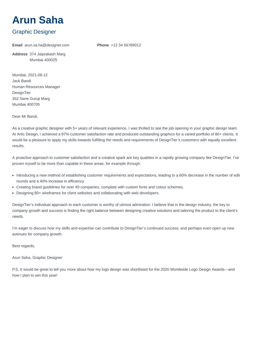 Professional Cover Letter Template Nanica