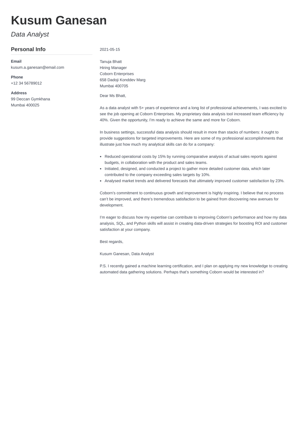 cover letter template free pdf