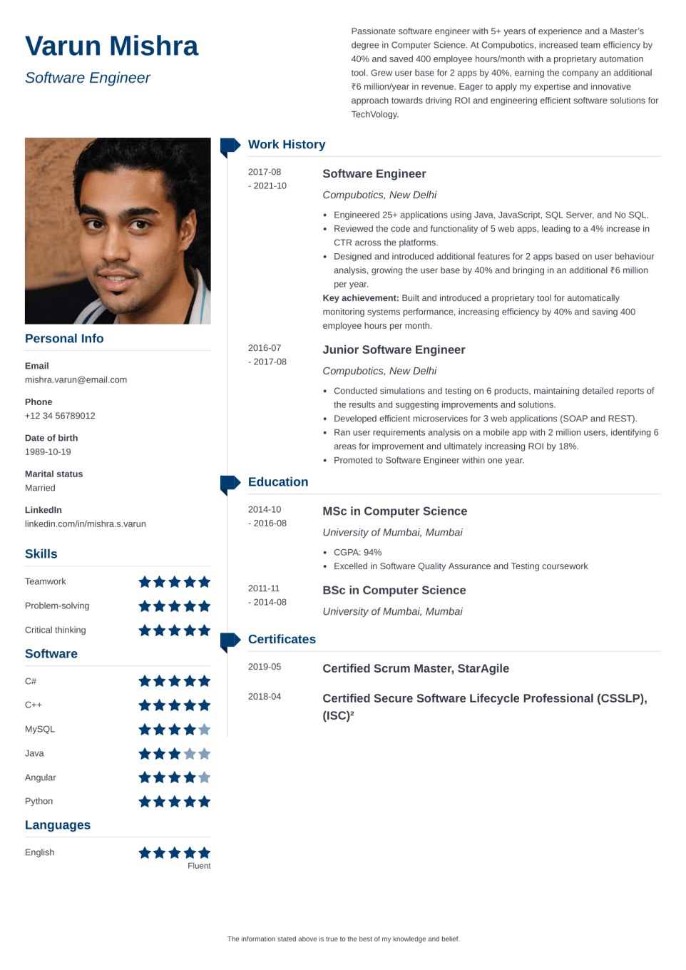 Professional Resume Template Muse