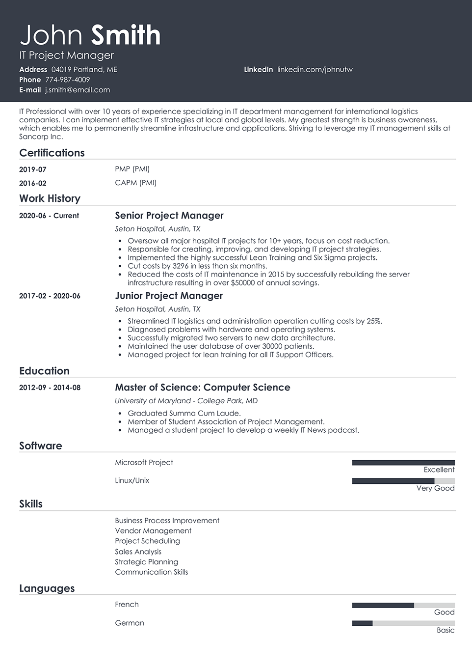 Professional Resume Template Influx