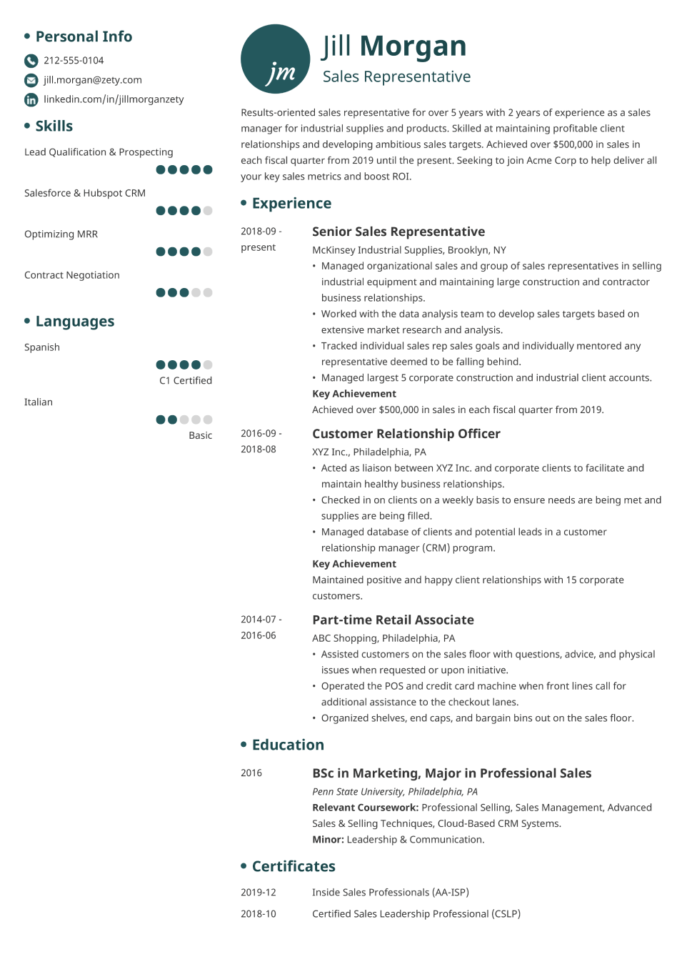 Professional CV Template Initials