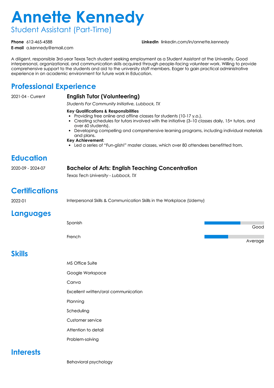 Minimo resume template