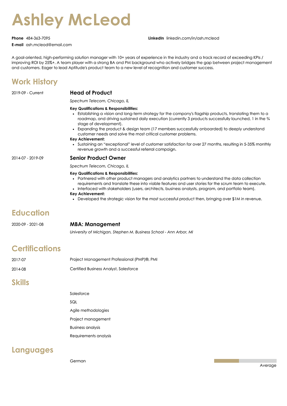 Traditional resume template