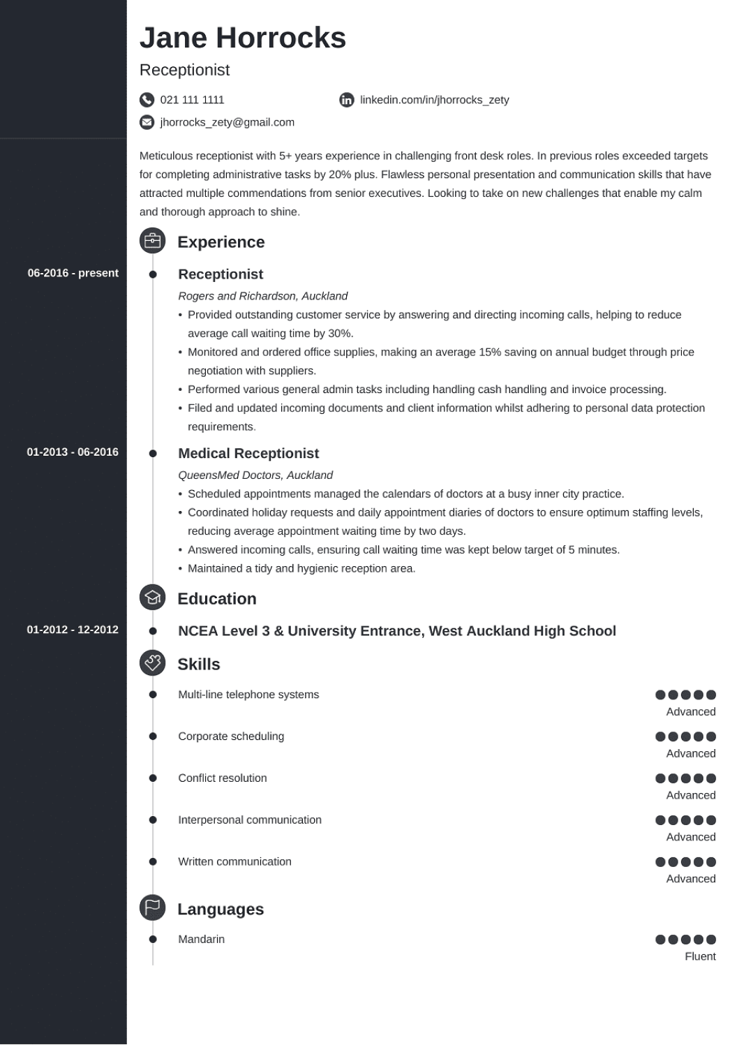 resume format new zealand