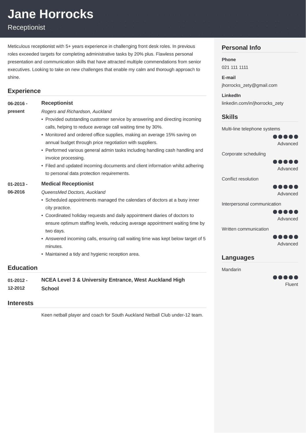 Exemple De Cv Nouvelle Zelande Ijanve