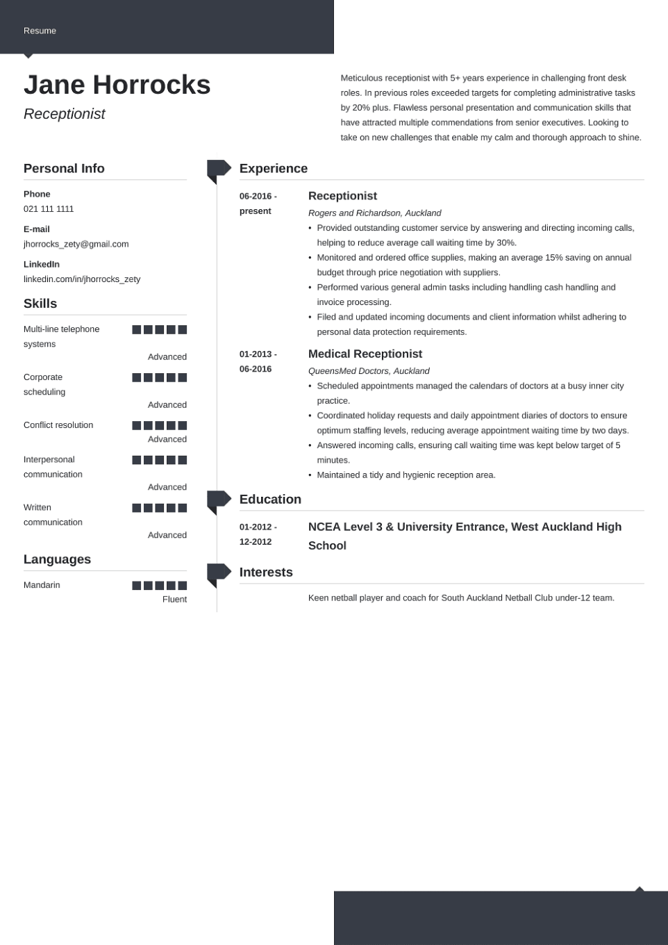 18 Professional CV Templates For NZ To Fill In Download   Modern Cv Nz@2x 