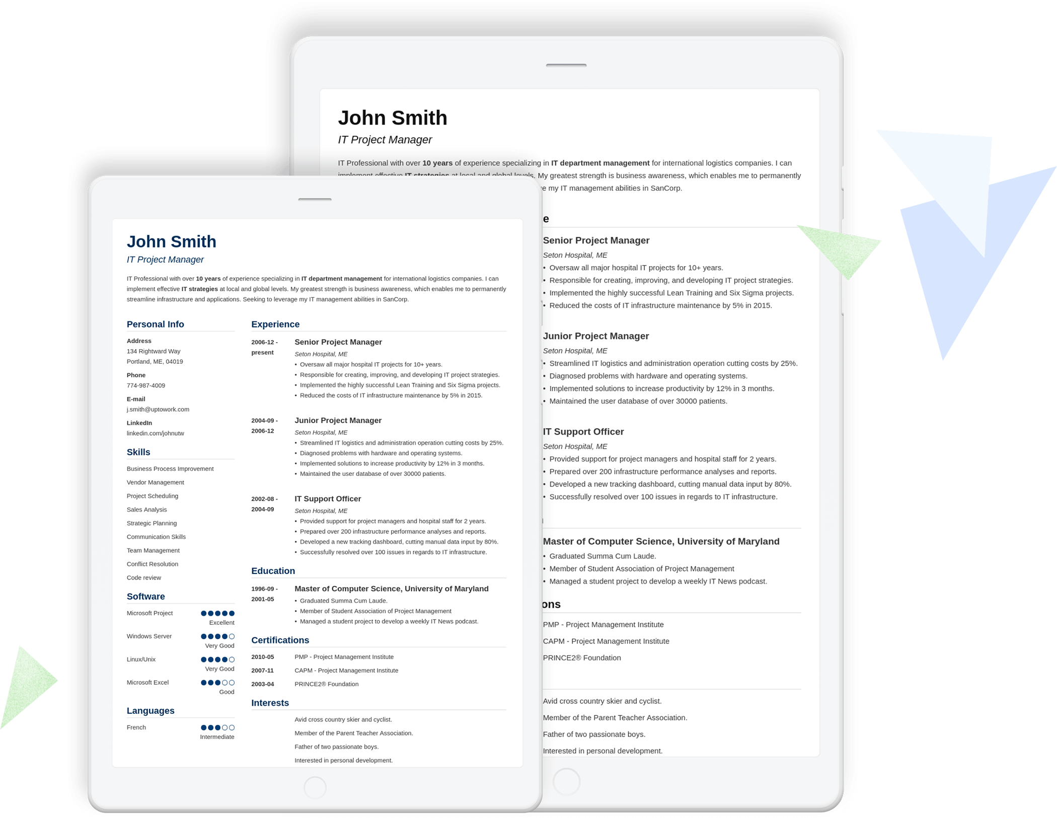 Resume template generated with Zety