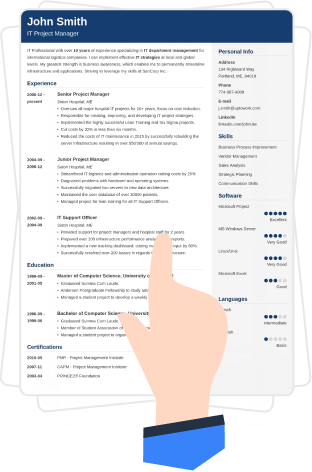 Zety resume builder template selection step