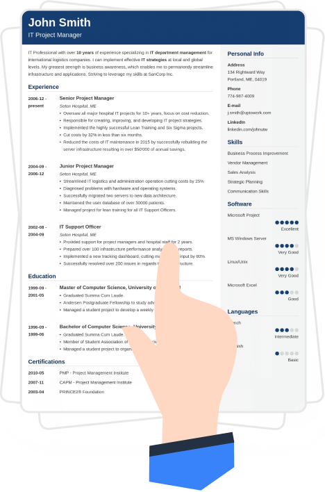 Zety CV builder template selection step