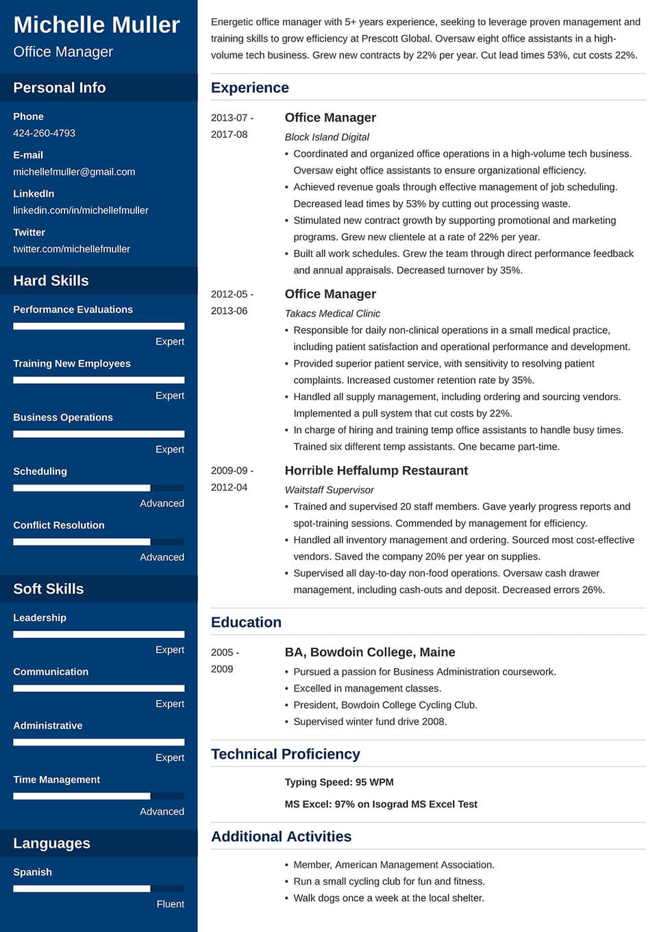 Two page resume example