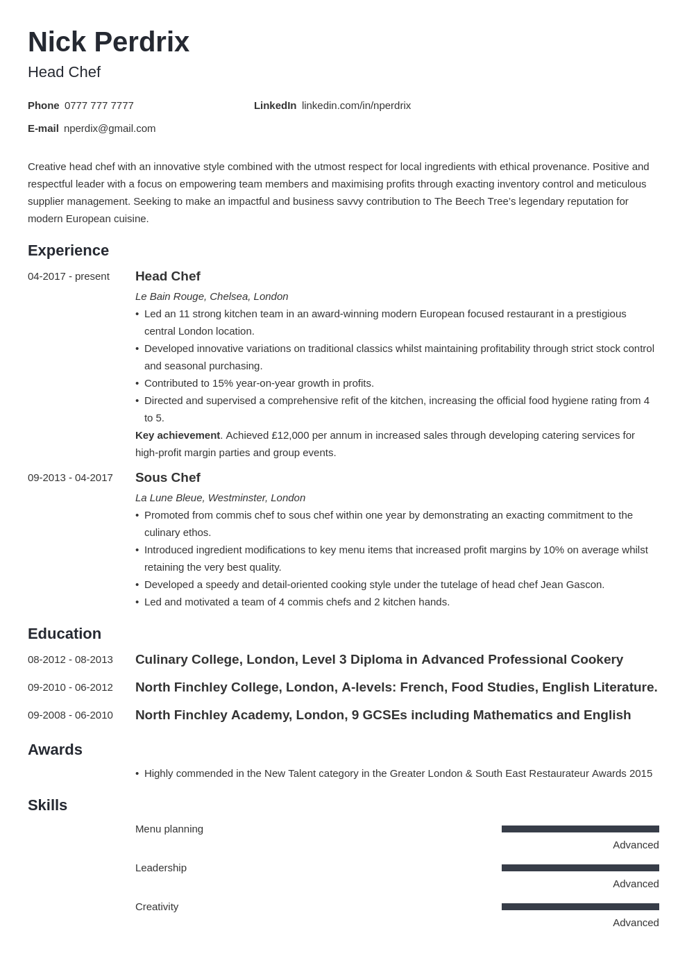 CV Builder Make A Professional CV For Free Online