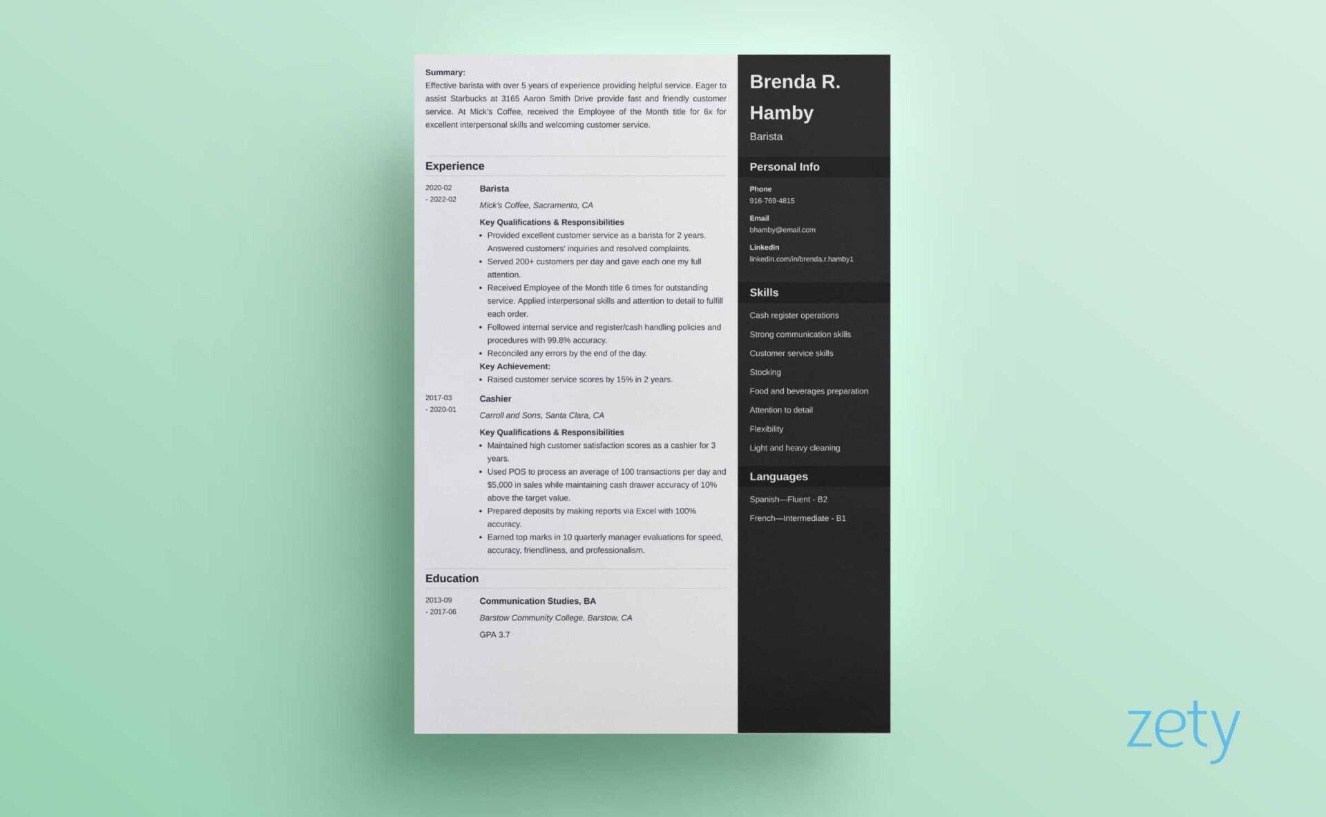 minimalist resume template